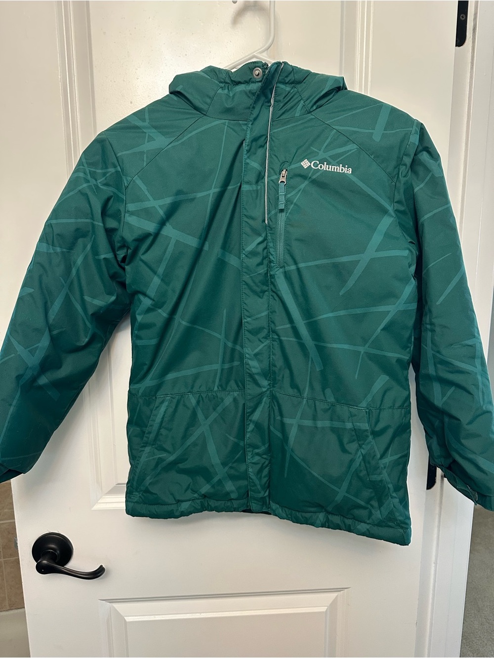 Columbia Kids Teal Green Hooded Puffer Jacket Size Medium 10/12